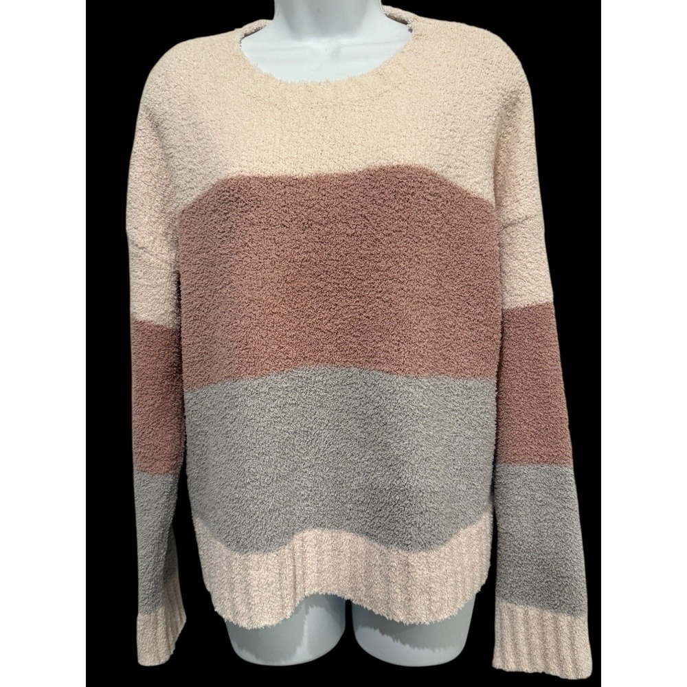 Altard State Sweater Women S Teddy Knit Ivory Pink Gray Pullover - Picture 2 of 7